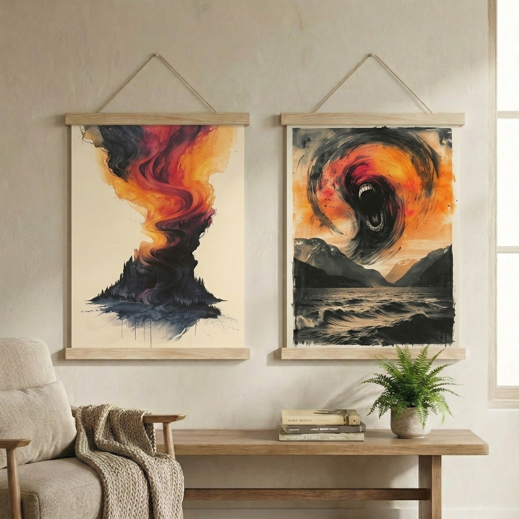 The Power of the Storm – Abstract Expressionist Duo Wall Art