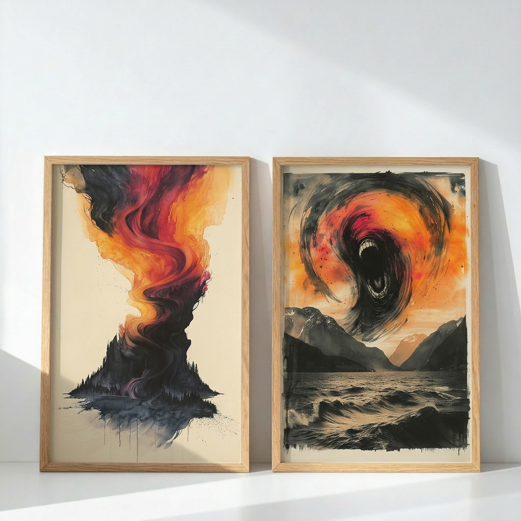 The Power of the Storm – Abstract Expressionist Duo Wall Art