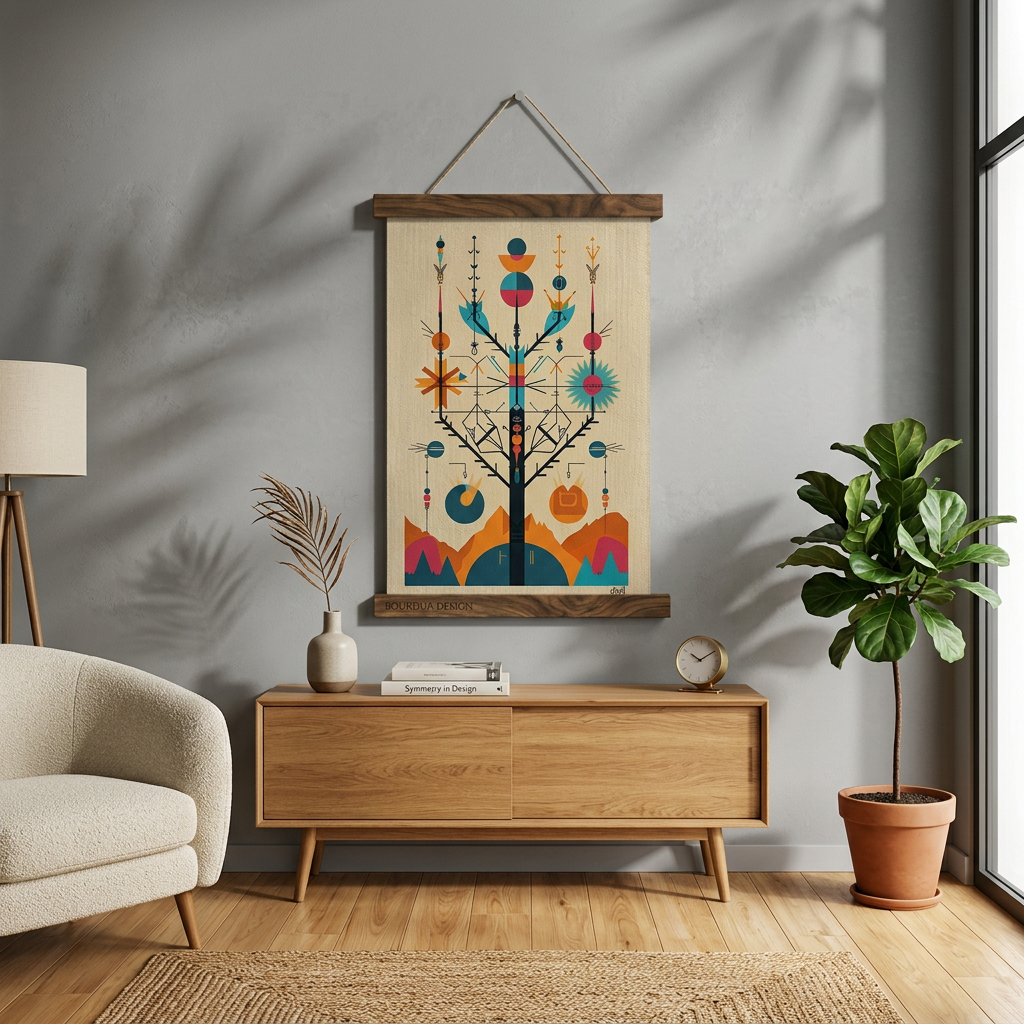 Köklerin Şiiri | Geometrik Yaşam Ağacı | Mid-Century Modern Duvar Sanatı