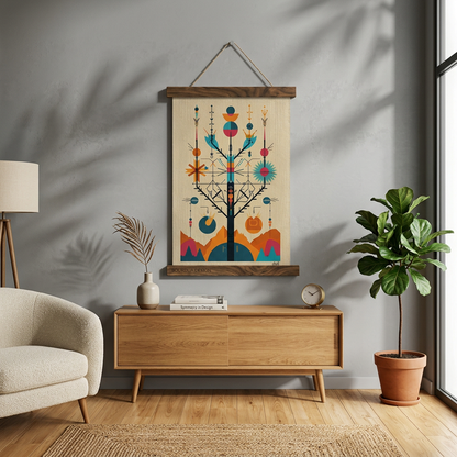 Köklerin Şiiri | Geometrik Yaşam Ağacı | Mid-Century Modern Duvar Sanatı
