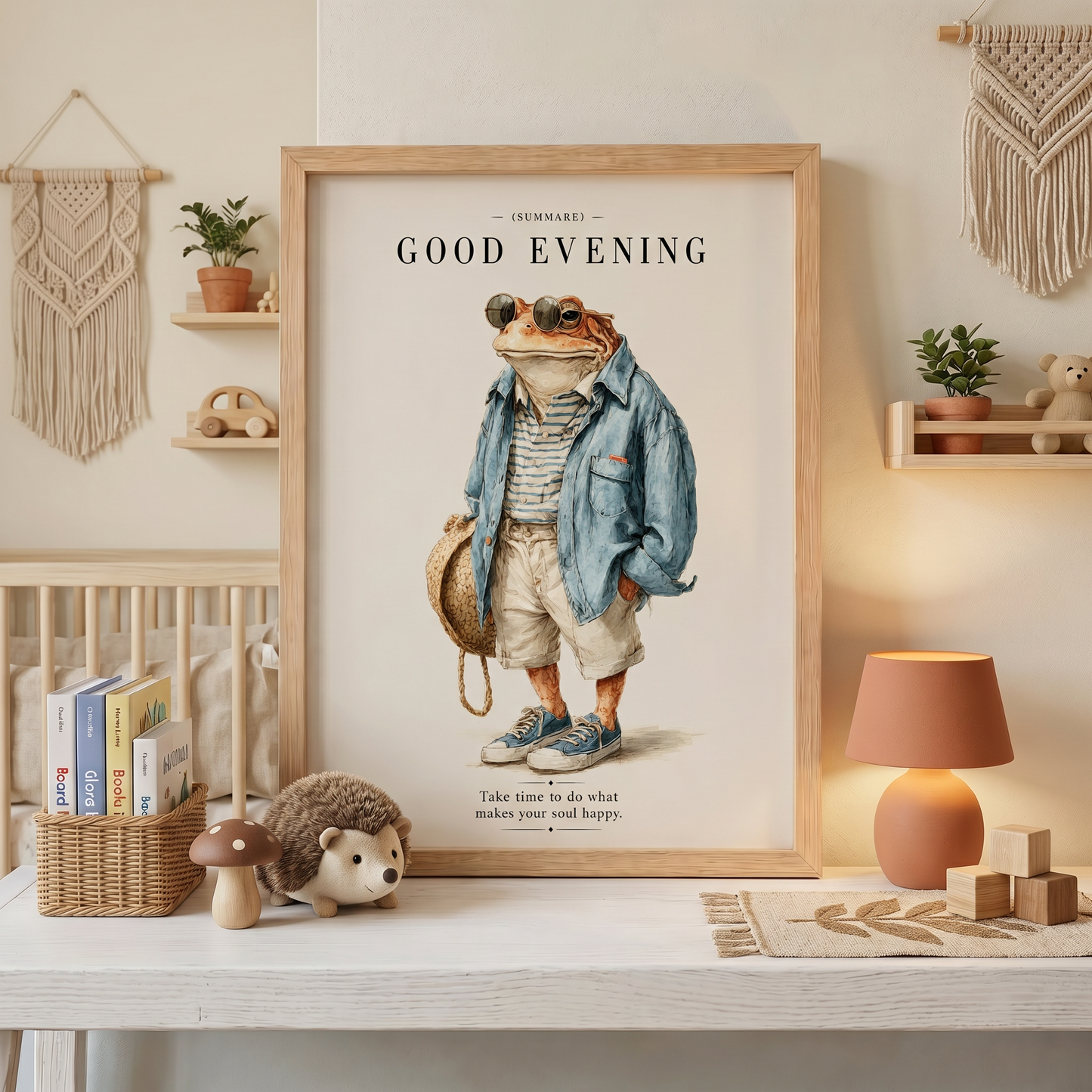 Good Evening | Çocuk Odası Cool Kurbağa Duvar Sanatı
