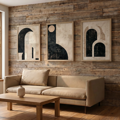 Kemer — Mimari Ark Geometrisi Üçlü Poster Seti | Soyut Duvar Sanatı